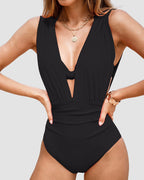 Costume da bagno modellante Luxe con profondo scollo a V