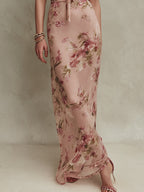 Lia | Abito maxi in mussola con stampa floreale elegante e scollatura a goccia