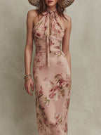 Lia | Abito maxi in mussola con stampa floreale elegante e scollatura a goccia