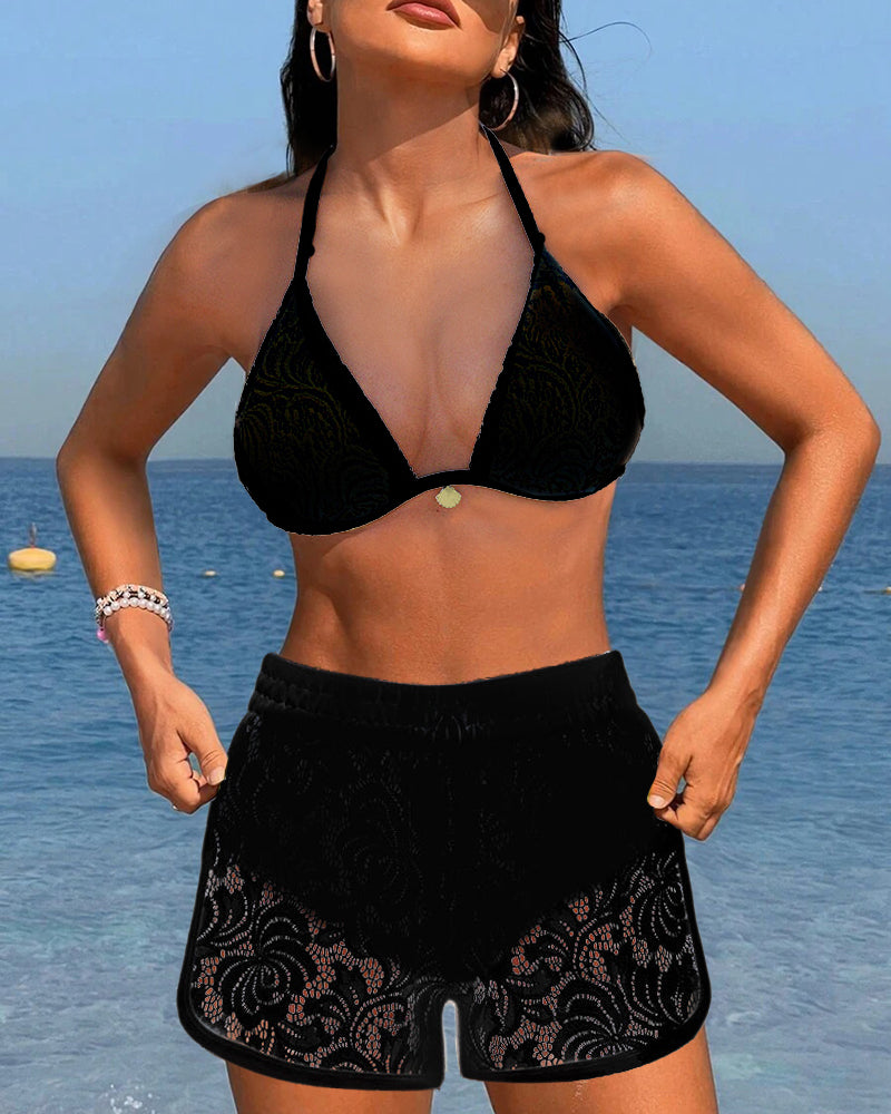 Laluna® | Elegante bikini in pizzo monocolore