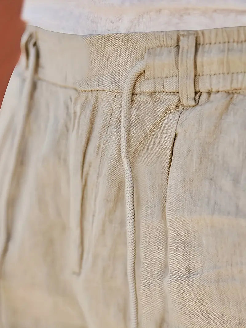 NICHOLS | PANTALONI LARGHI IN LINO CON CORDINO