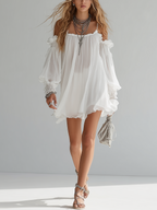 Mélusine | Abito Mini Fluido Stile Bohemien con Spalle Scoperte
