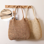 Marisol | Borsa a Tracolla in Paglia Intrecciata - Nocciola