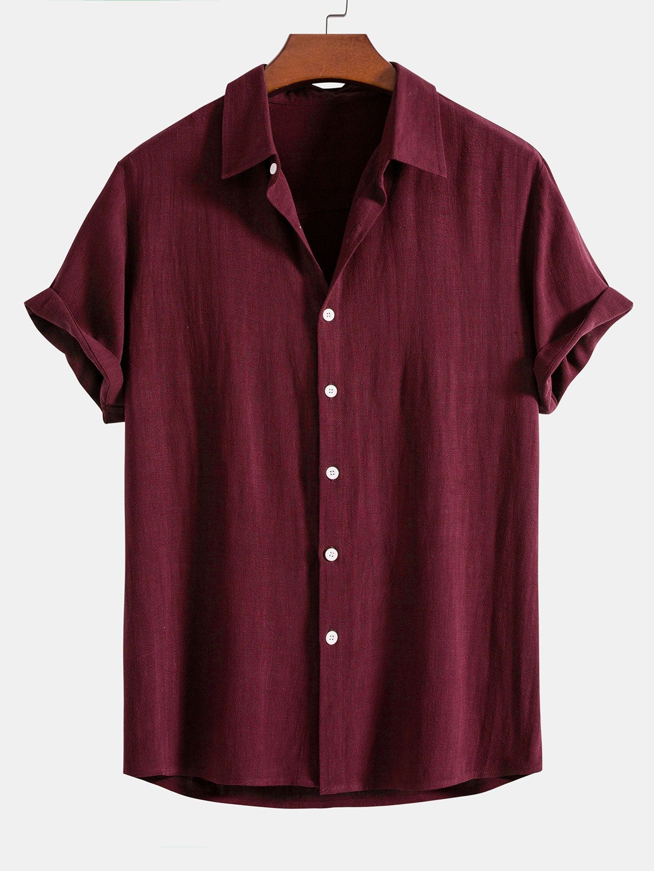 Camicia in Mischia di Lino e Viscosa con Bottoni & Pantaloni in Lino a Gamba Dritta