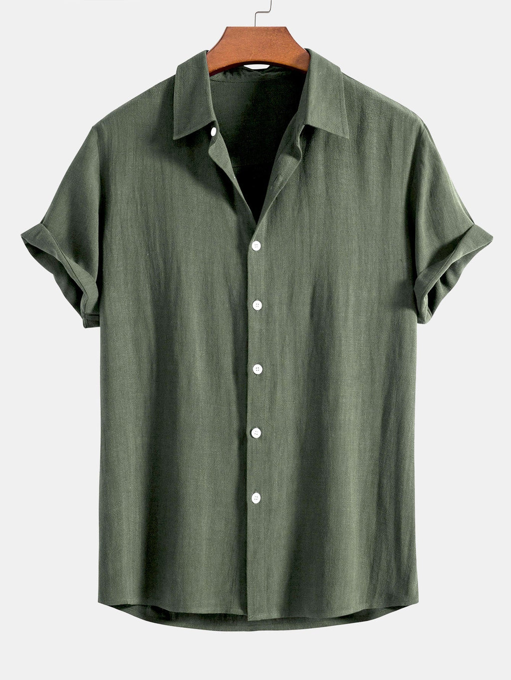 Camicia in Mischia di Lino e Viscosa con Bottoni & Pantaloni in Lino a Gamba Dritta