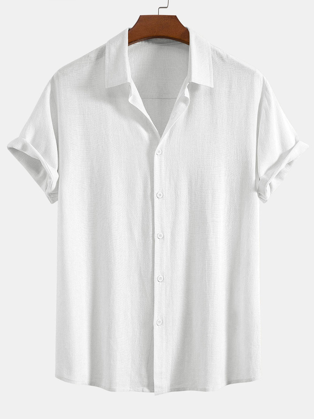 Camicia in Mischia di Lino e Viscosa con Bottoni & Pantaloni in Lino a Gamba Dritta