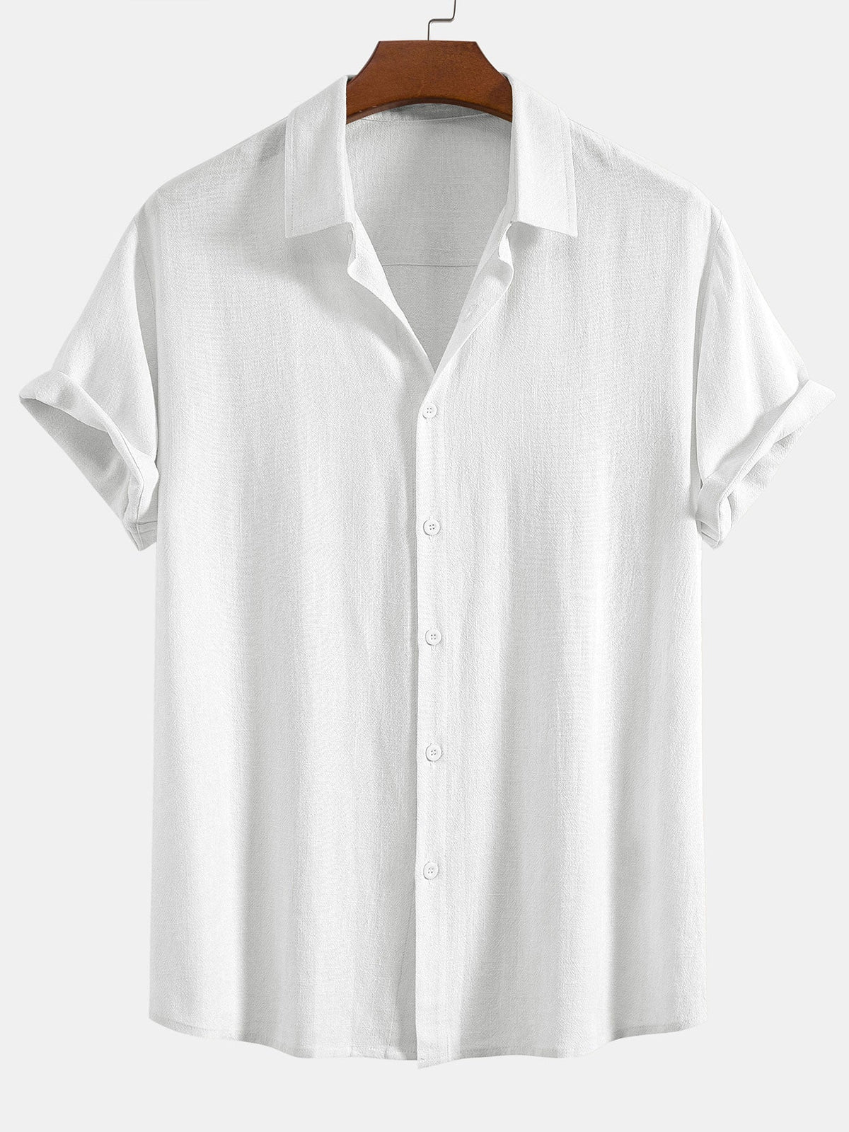 Camicia in Mischia di Lino e Viscosa con Bottoni & Pantaloni in Lino a Gamba Dritta