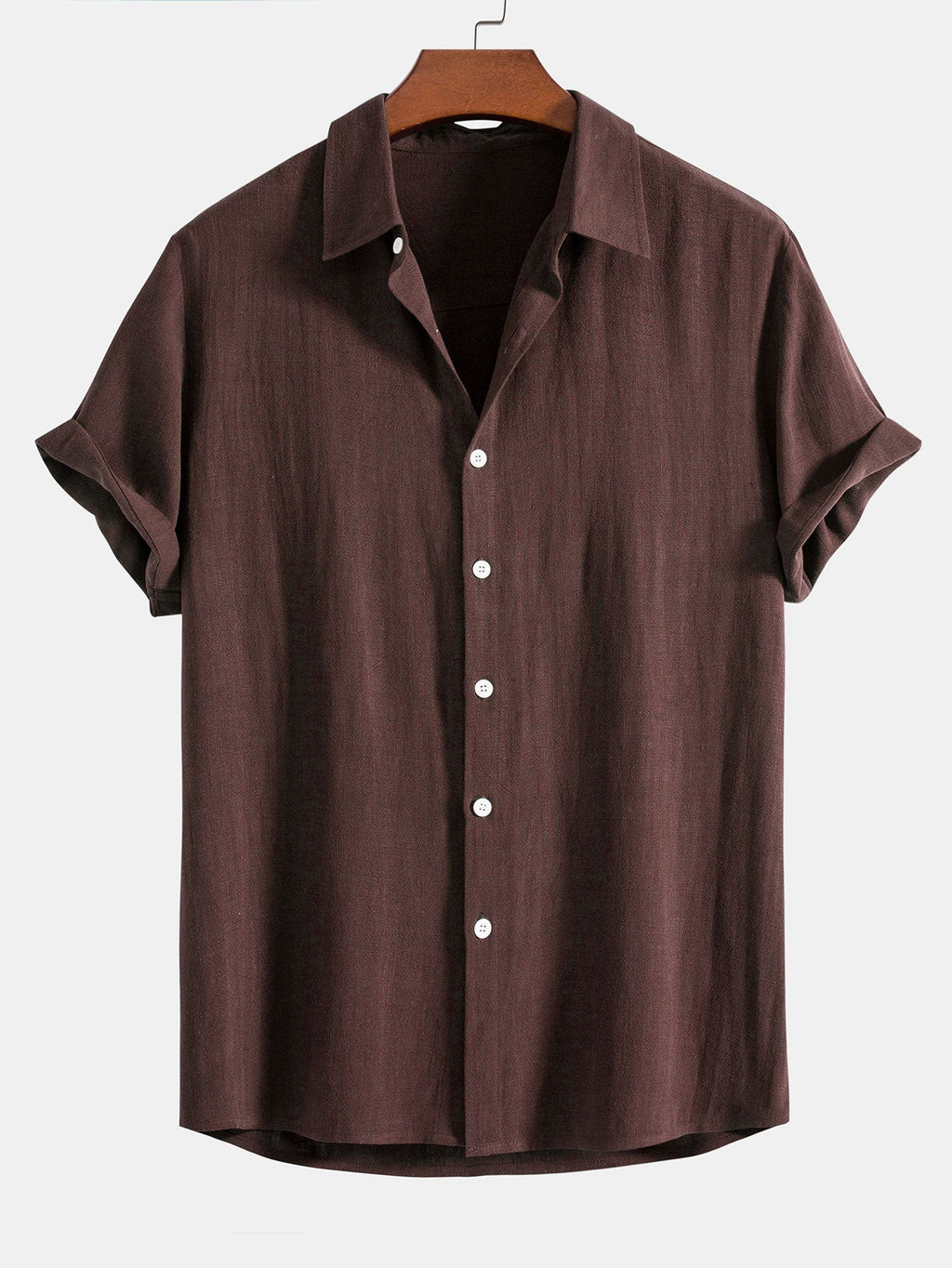 Camicia in Mischia di Lino e Viscosa con Bottoni & Pantaloni in Lino a Gamba Dritta