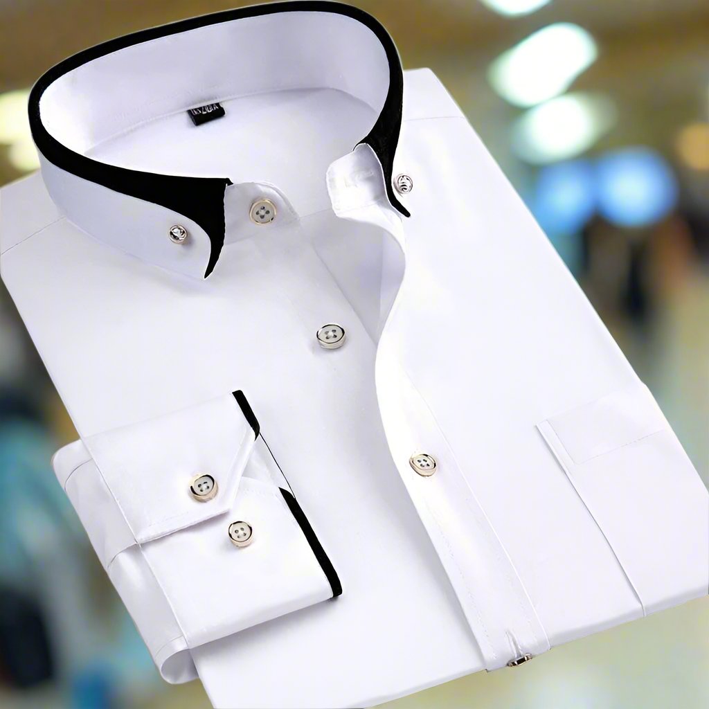 Camicia Classica in Cotone per Uomo - Camicia Antistiro con Maniche Lunghe