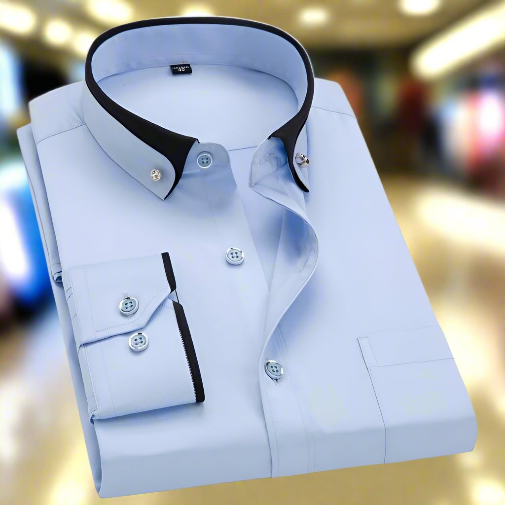 Camicia Classica in Cotone per Uomo - Camicia Antistiro con Maniche Lunghe