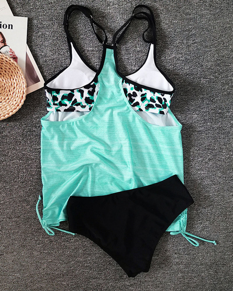 Augustus - Tankini monocolore con motivo leopardato