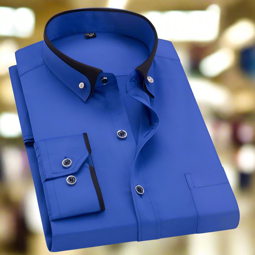 Camicia Classica in Cotone per Uomo - Camicia Antistiro con Maniche Lunghe