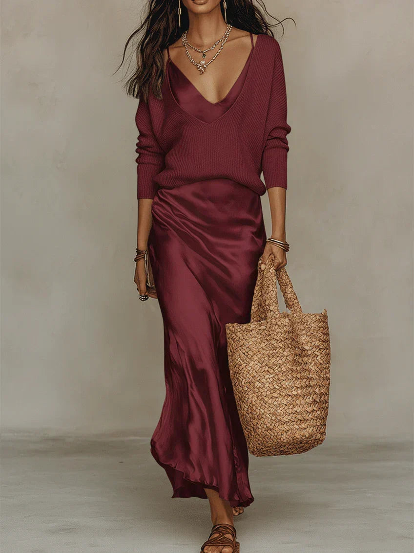 Anaïs™ | Abito midi satinato elegante