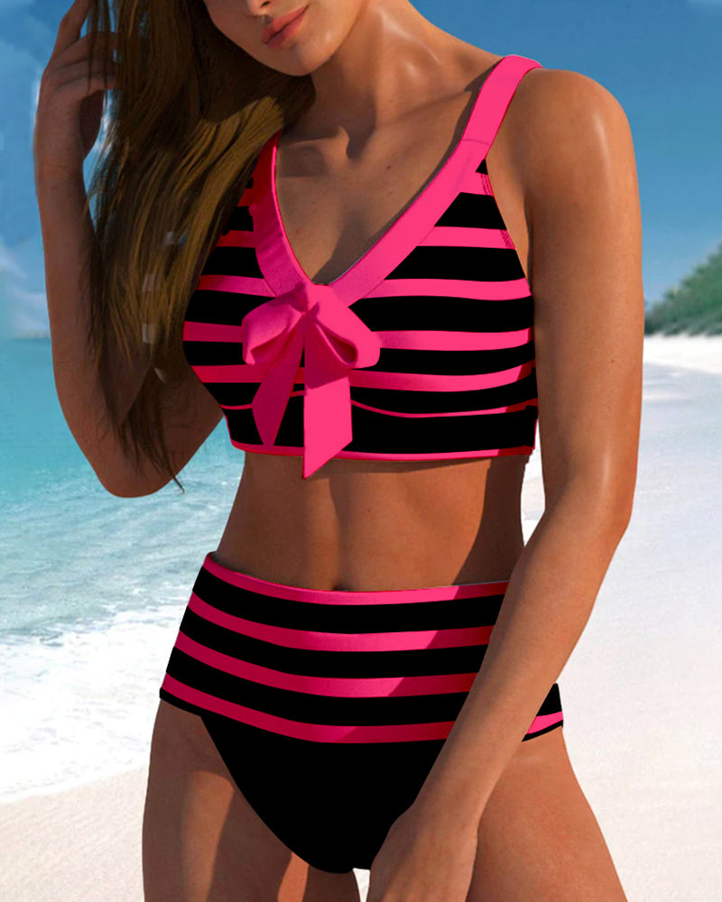 Laluna® | Bikini a righe con vita alta