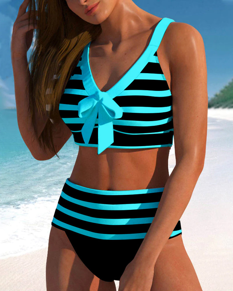Laluna® | Bikini a righe con vita alta