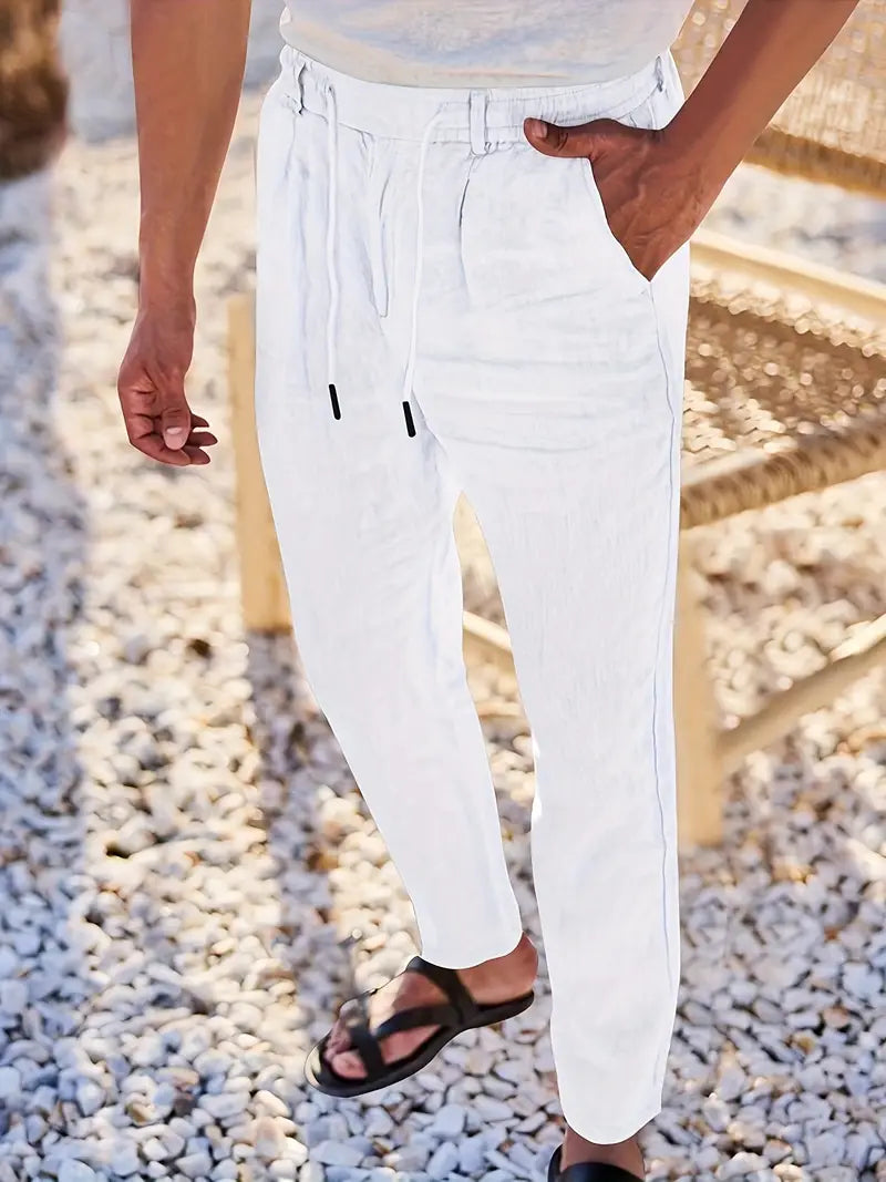 NICHOLS | PANTALONI LARGHI IN LINO CON CORDINO