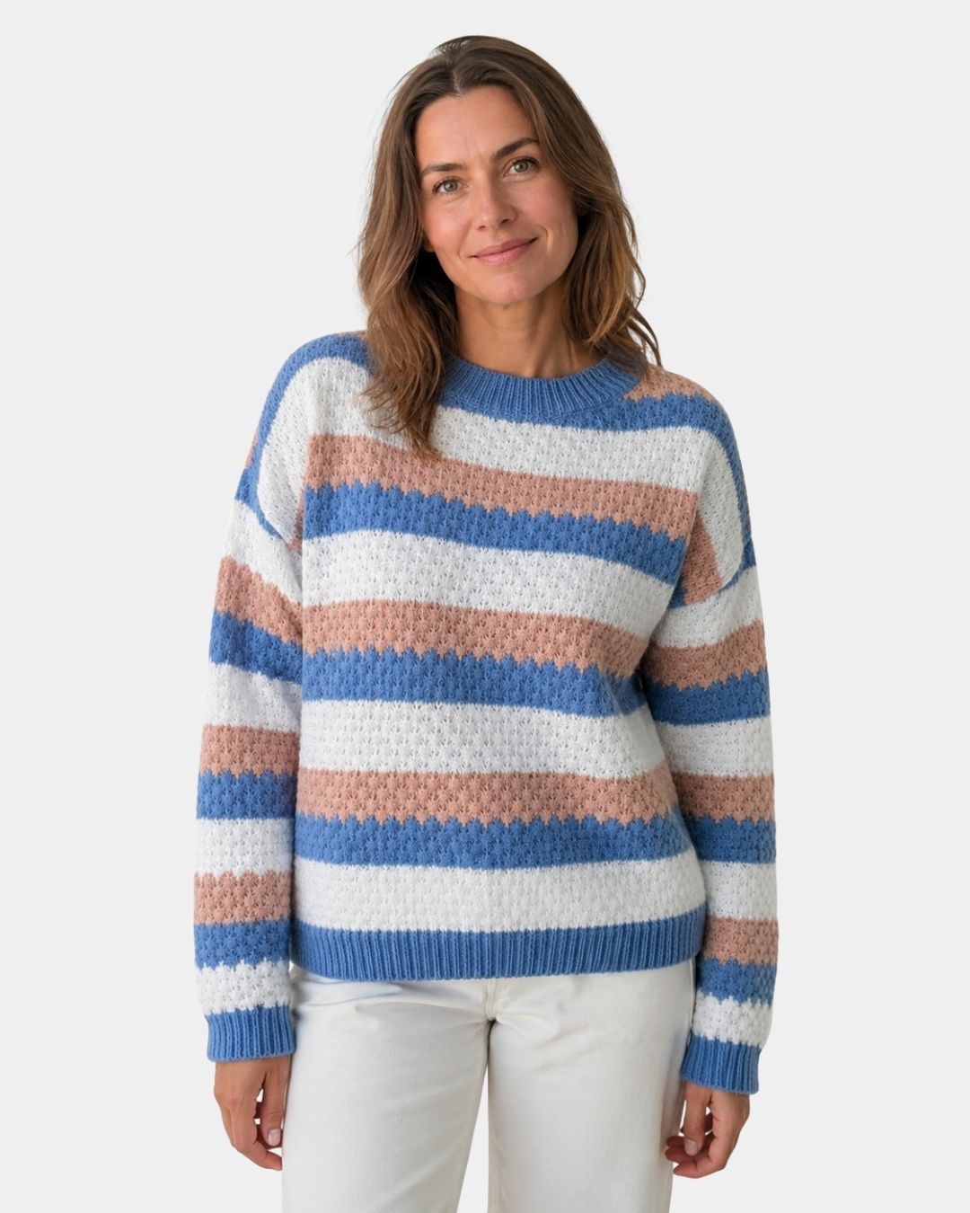 Camille | Maglione Oversized con Collo Rotondo e Righe