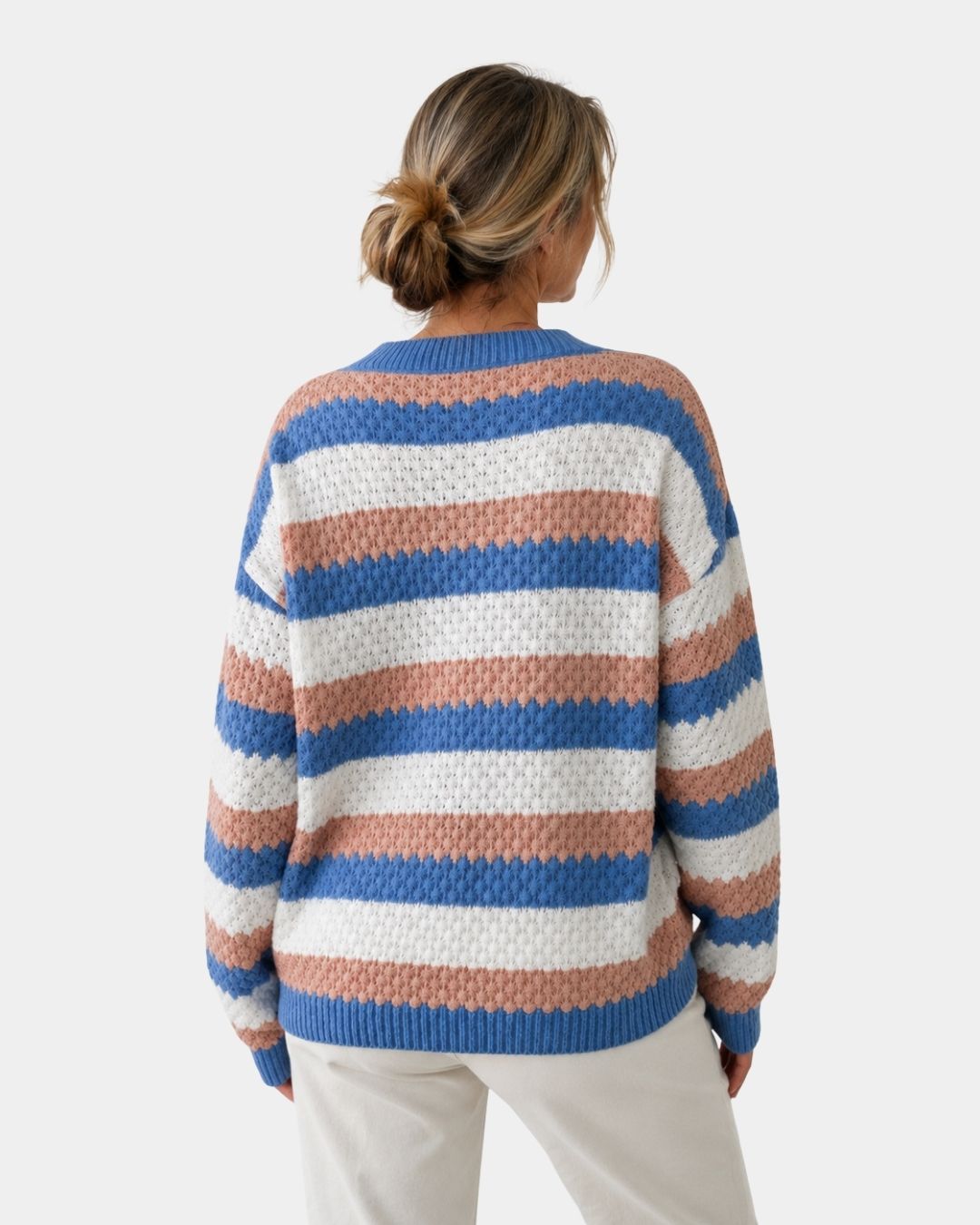 Camille | Maglione Oversized con Collo Rotondo e Righe
