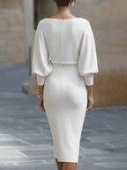 Alice | Abito midi drappeggiato bianco