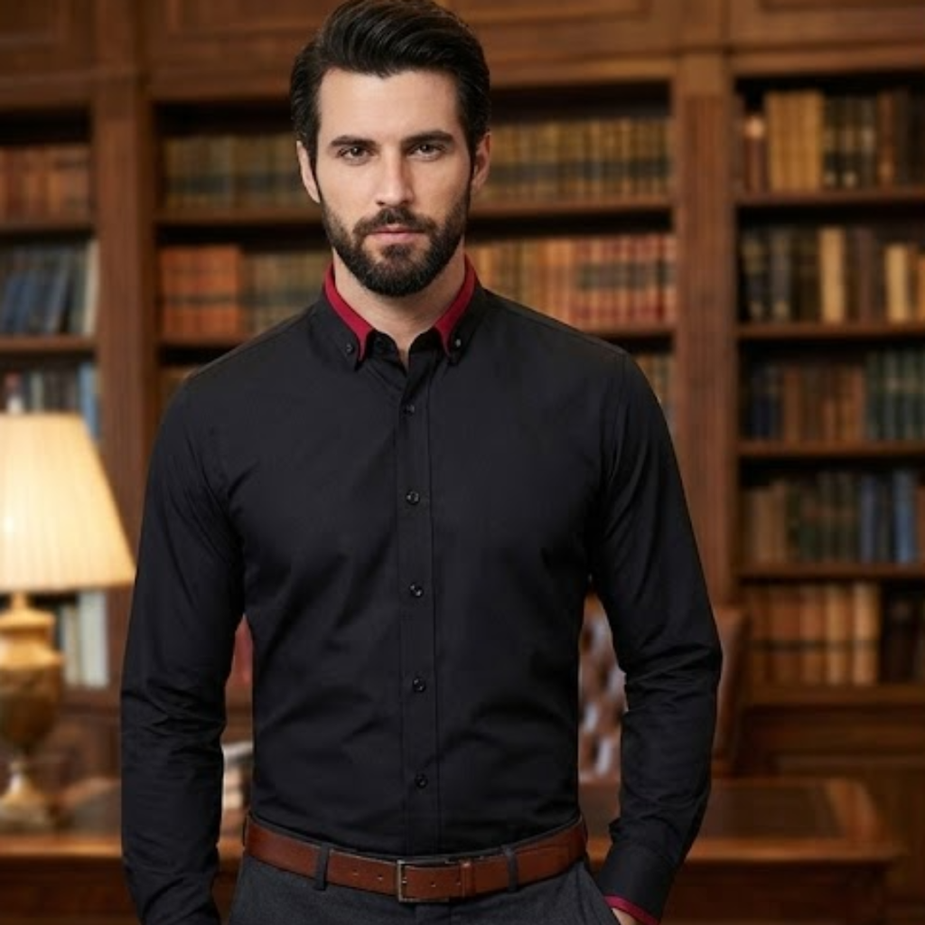 Camicia Classica in Cotone per Uomo - Camicia Antistiro con Maniche Lunghe