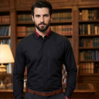 Camicia Classica in Cotone per Uomo - Camicia Antistiro con Maniche Lunghe