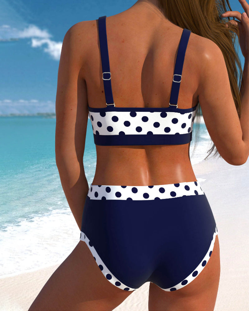 Liesbeth - Bikini a vita alta con design patchwork a pois
