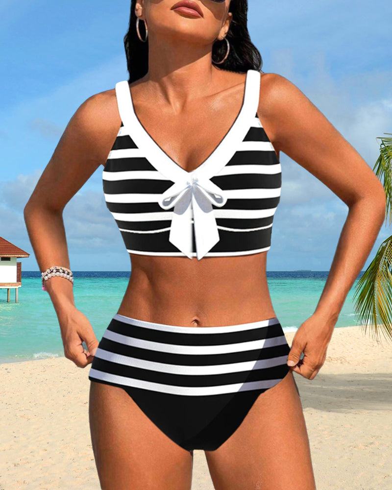 Laluna® | Bikini a righe con vita alta
