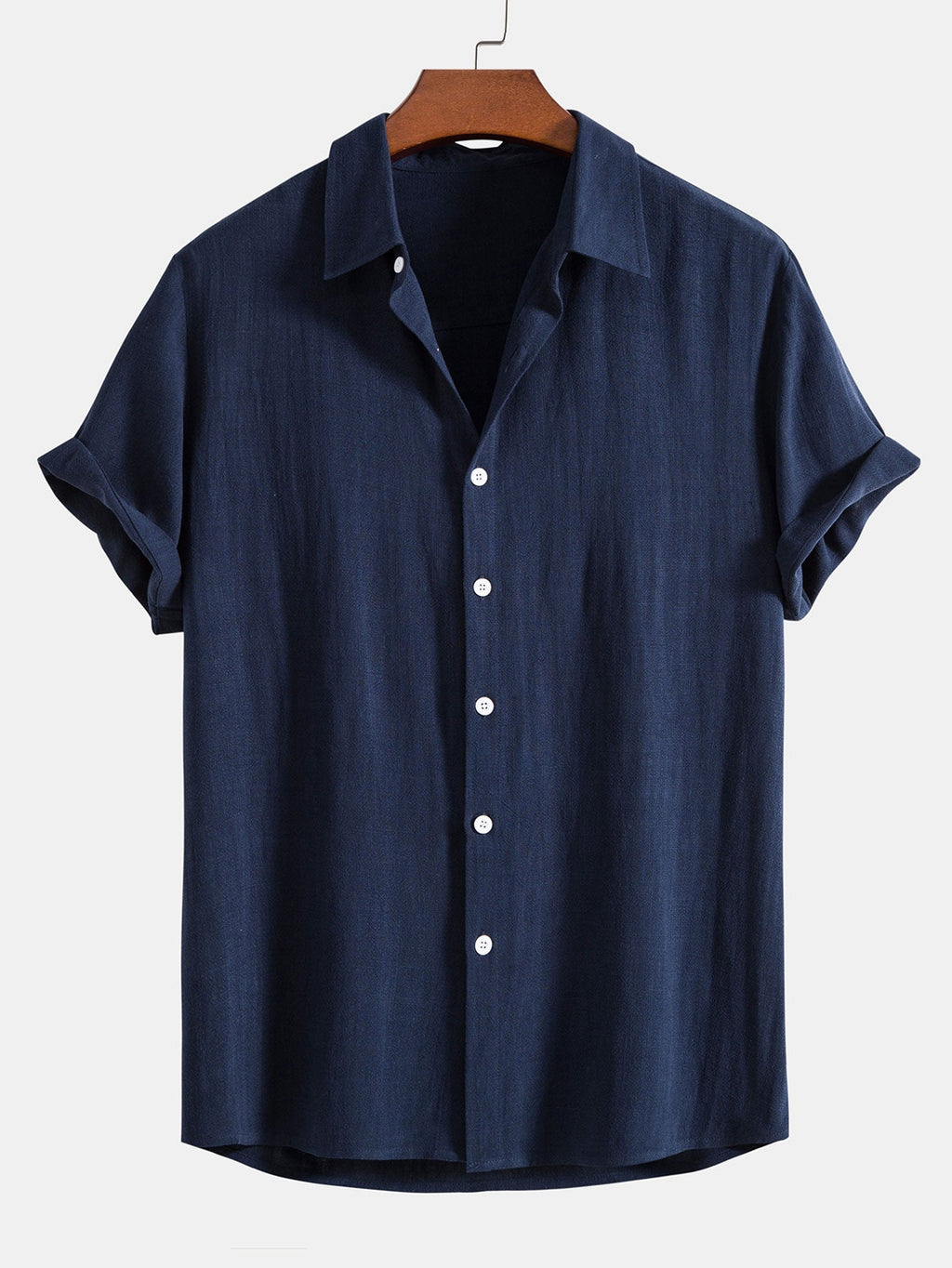 Camicia in Mischia di Lino e Viscosa con Bottoni & Pantaloni in Lino a Gamba Dritta
