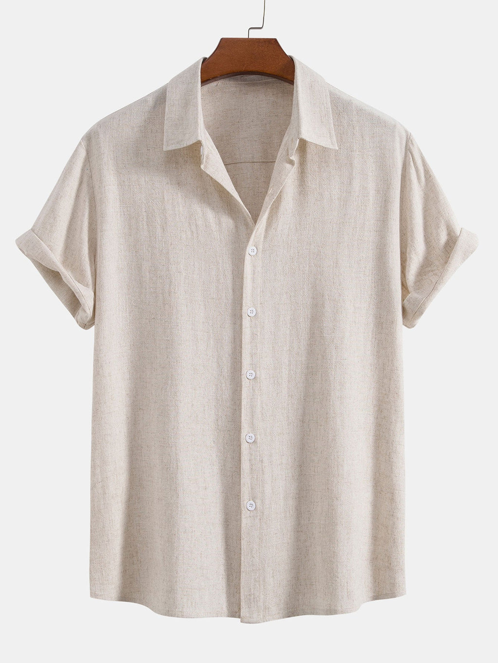 Camicia in Mischia di Lino e Viscosa con Bottoni & Pantaloni in Lino a Gamba Dritta
