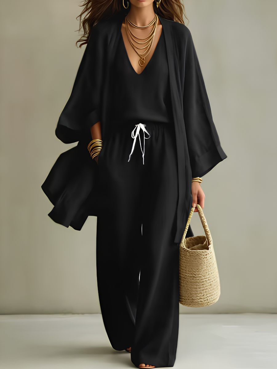 Isabelle | Completo homewear 3 pezzi in lino casual