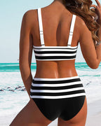 Laluna® | Bikini a righe con vita alta