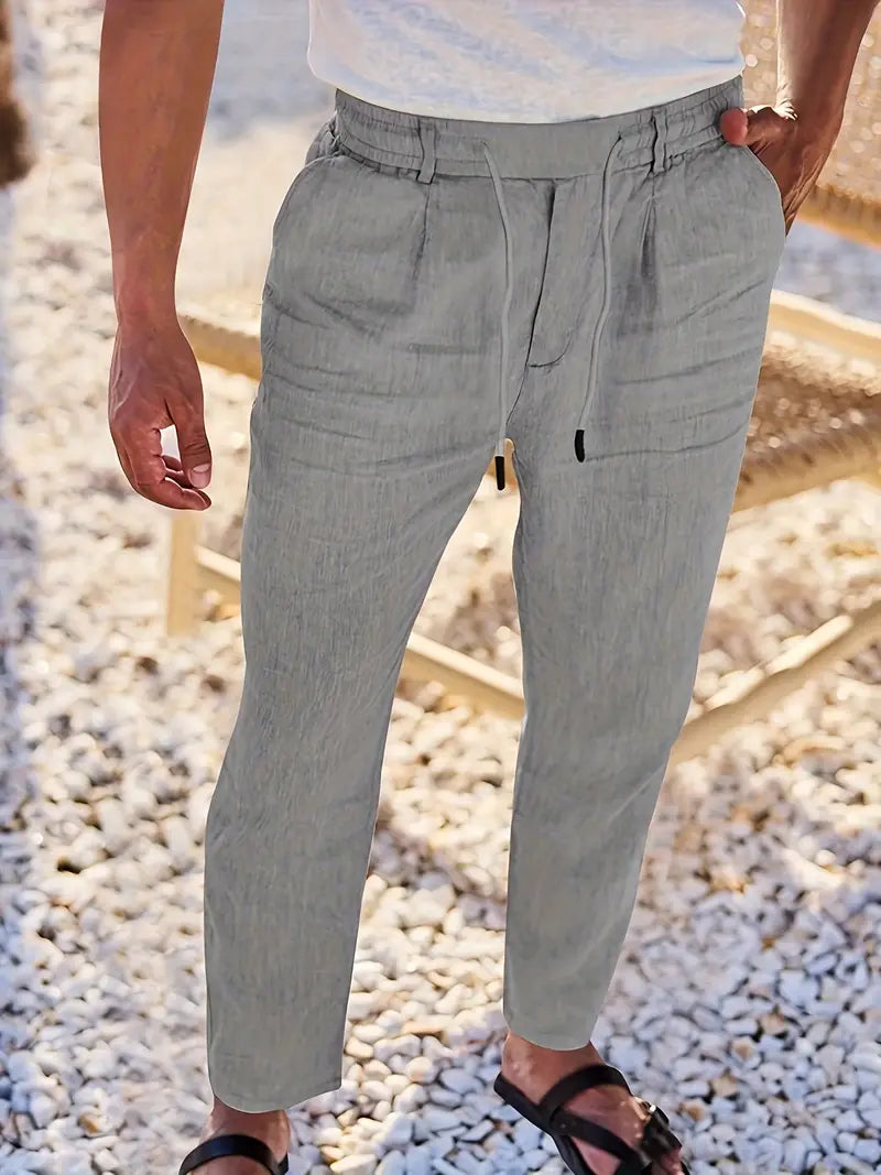 NICHOLS | PANTALONI LARGHI IN LINO CON CORDINO