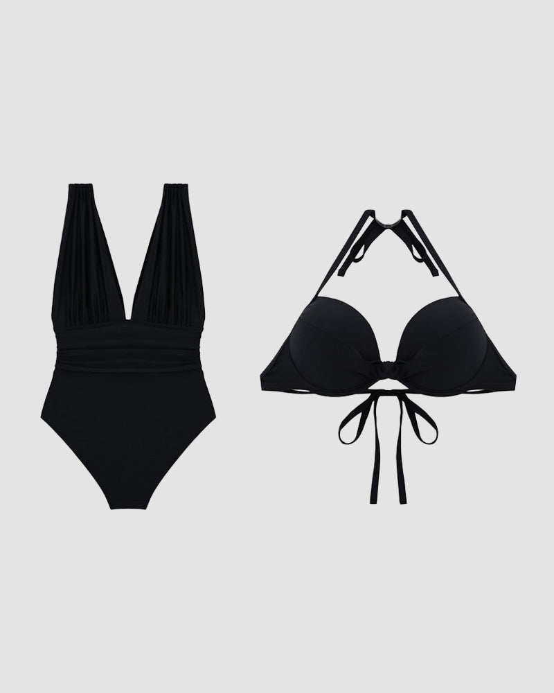 Costume da bagno modellante Luxe con profondo scollo a V