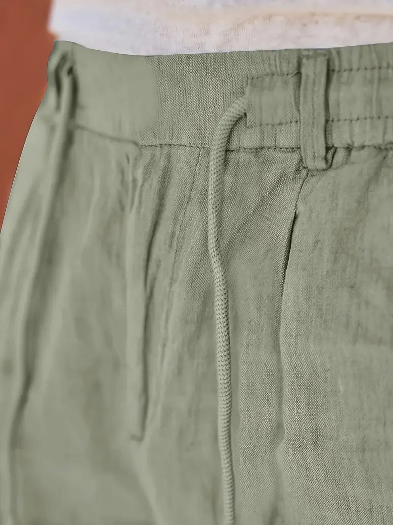 NICHOLS | PANTALONI LARGHI IN LINO CON CORDINO