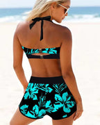 Sherrie - Costume da bagno a vita alta con motivo floreale