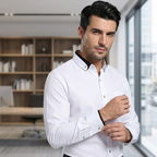 Camicia Classica in Cotone per Uomo - Camicia Antistiro con Maniche Lunghe