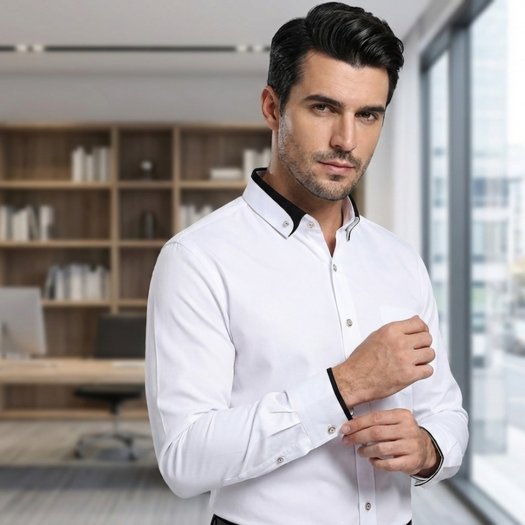 Camicia Classica in Cotone per Uomo - Camicia Antistiro con Maniche Lunghe