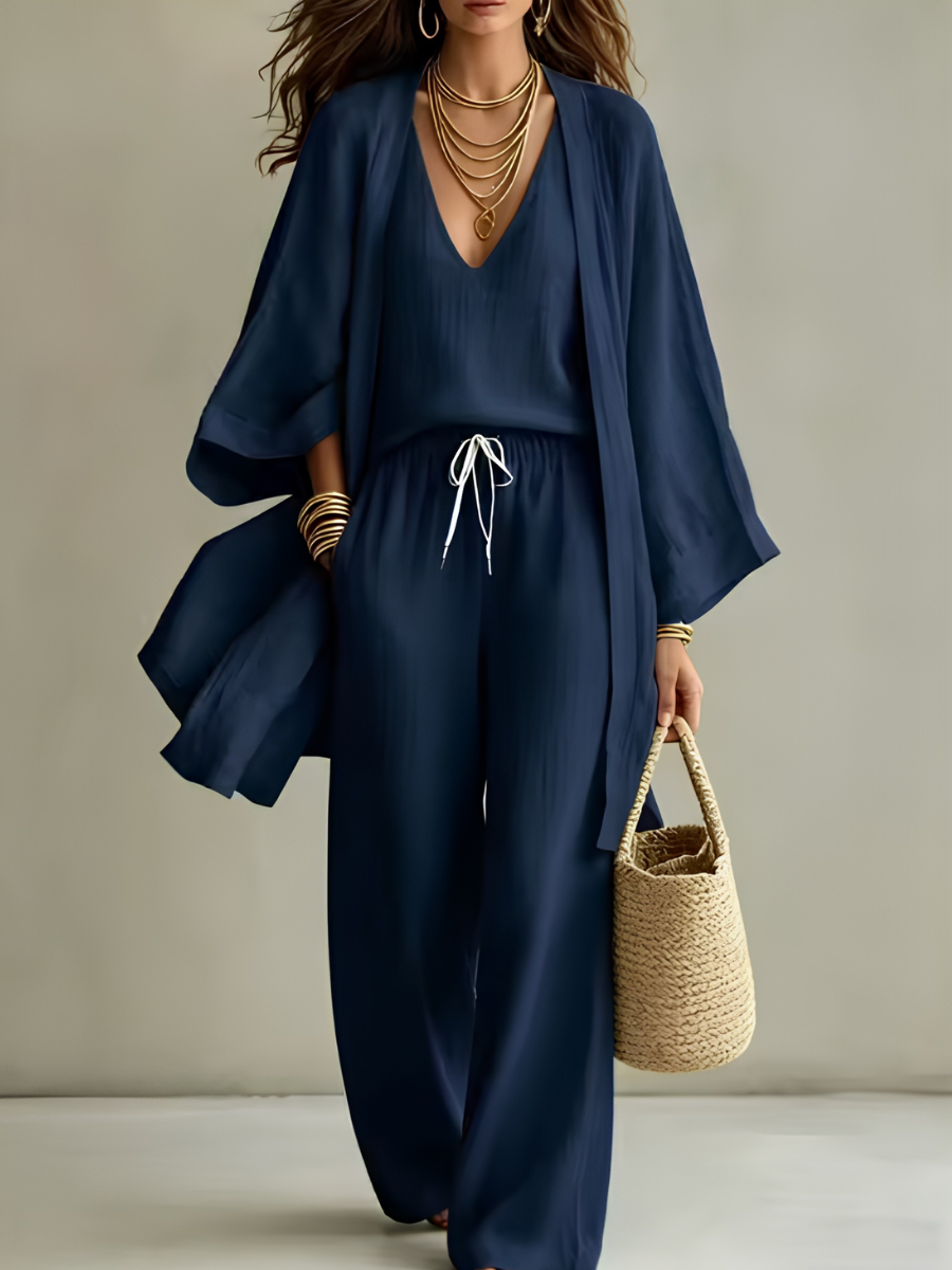 Isabelle | Completo homewear 3 pezzi in lino casual