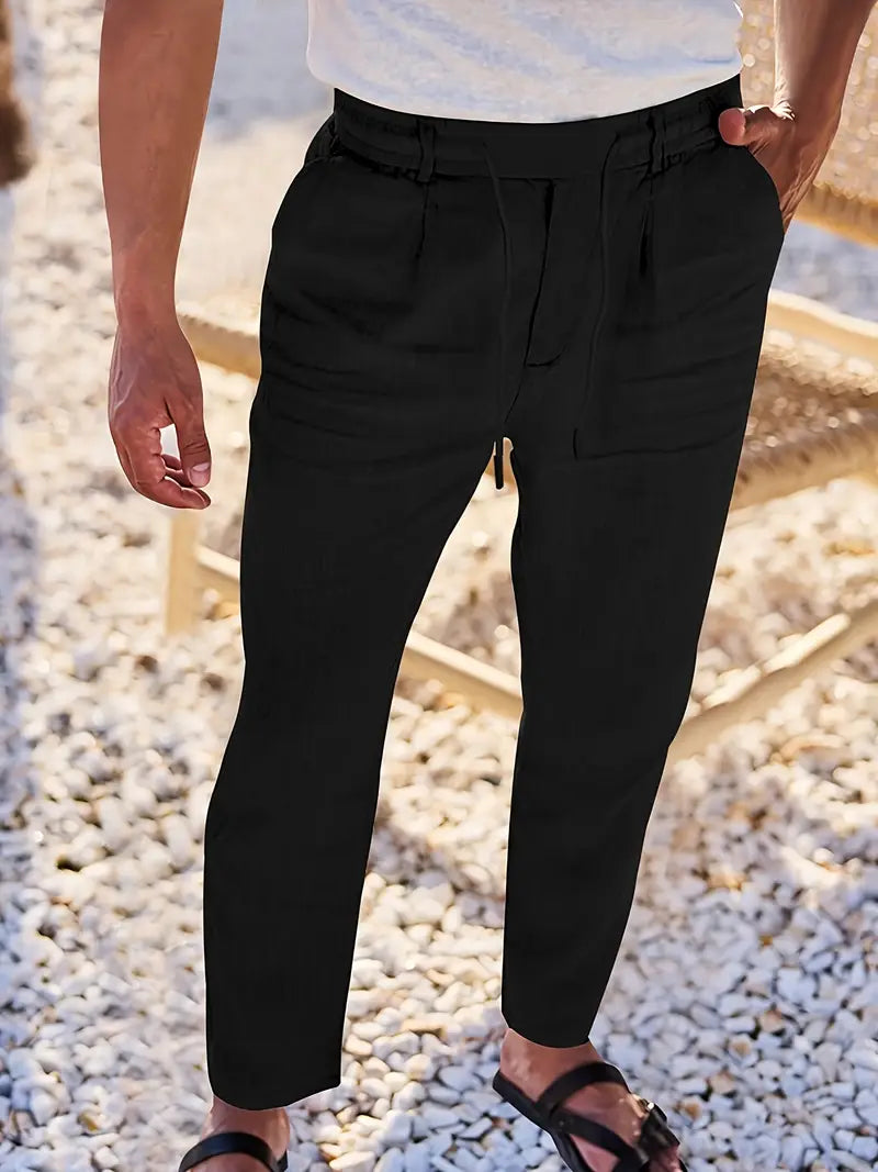 NICHOLS | PANTALONI LARGHI IN LINO CON CORDINO