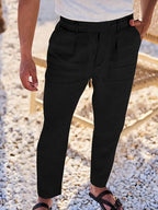 NICHOLS | PANTALONI LARGHI IN LINO CON CORDINO