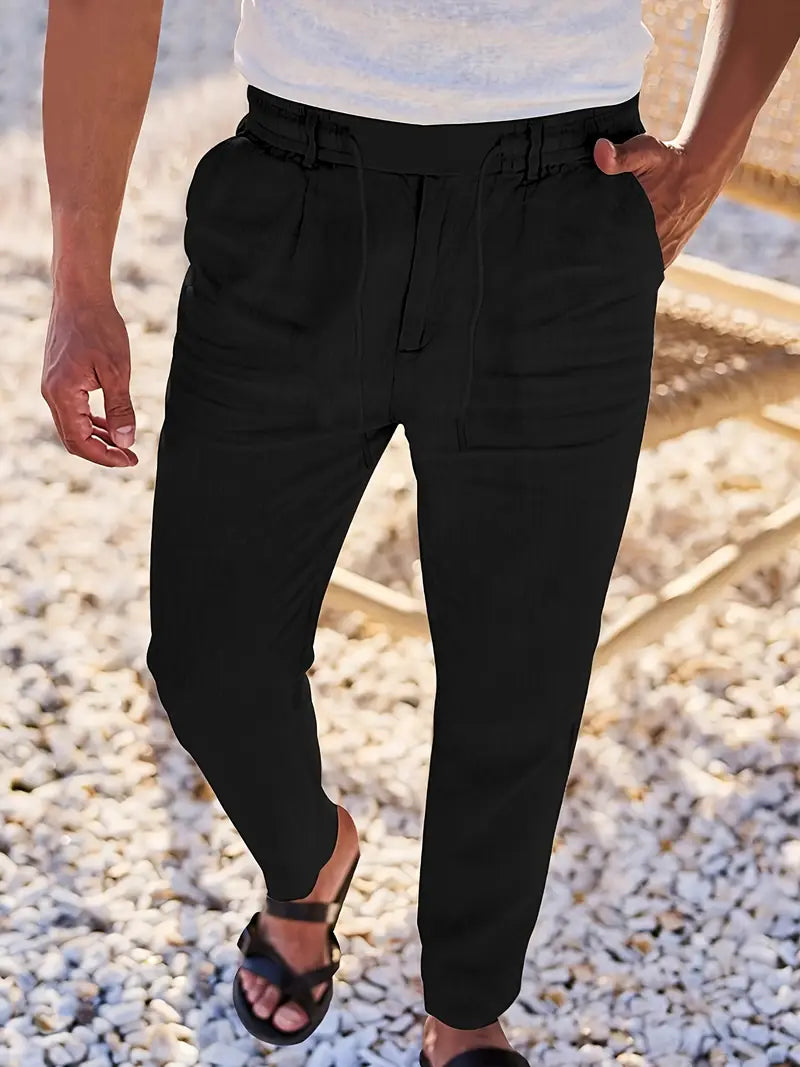 NICHOLS | PANTALONI LARGHI IN LINO CON CORDINO