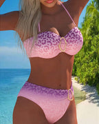 Sofia | Costume da bagno a halterneck con stampa leopardata sfumata