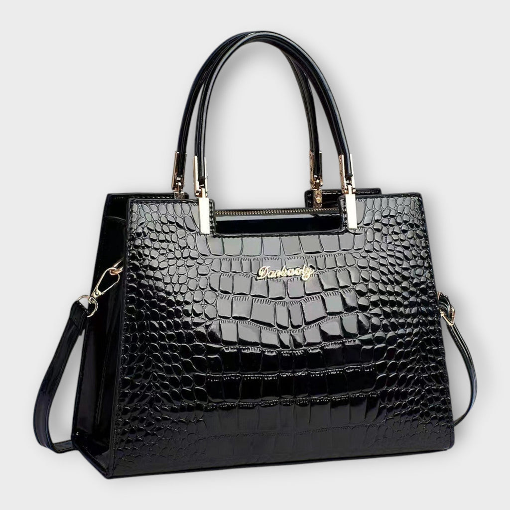 Olivia - Borsa a mano con stampa coccodrillo lucido