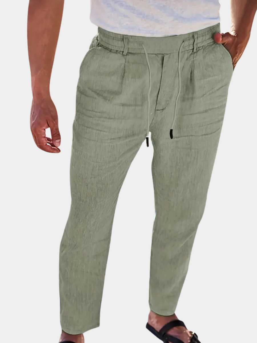 NICHOLS | PANTALONI LARGHI IN LINO CON CORDINO