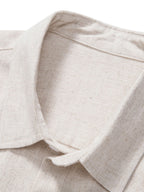 Camicia in Mischia di Lino e Viscosa con Bottoni & Pantaloni in Lino a Gamba Dritta