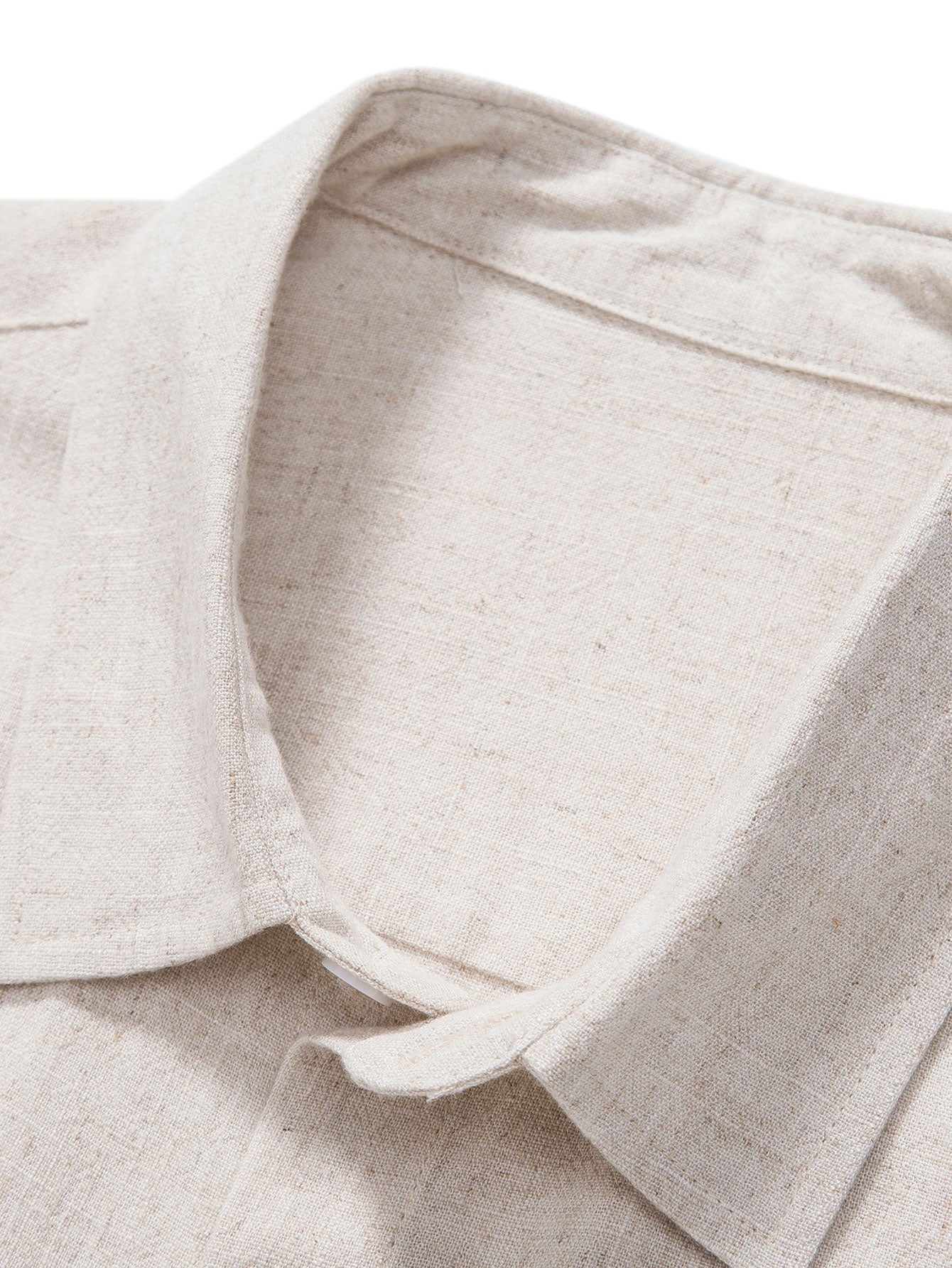 Camicia in Mischia di Lino e Viscosa con Bottoni & Pantaloni in Lino a Gamba Dritta