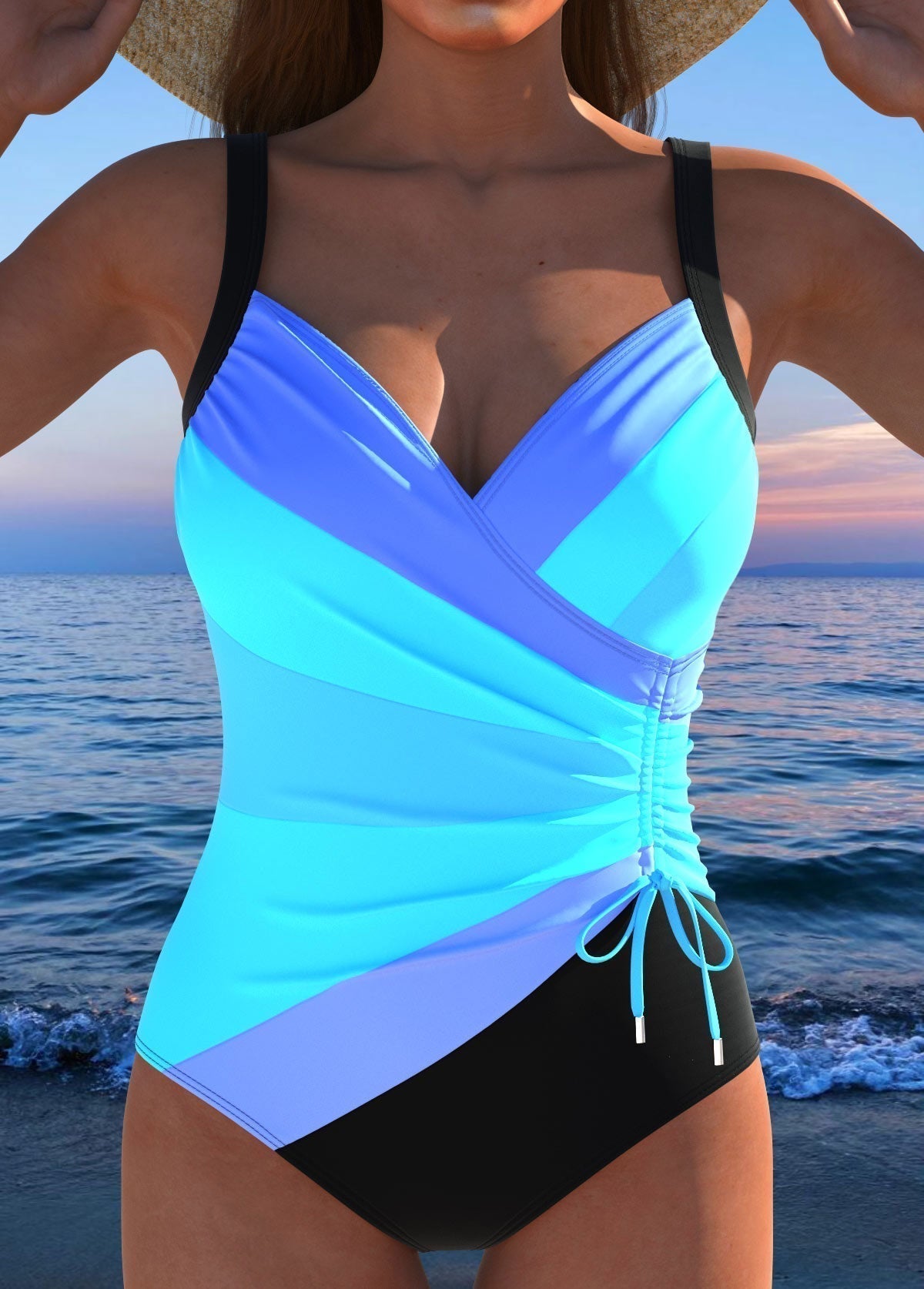 Costume da bagno avvolgente di lusso con stampa colorata