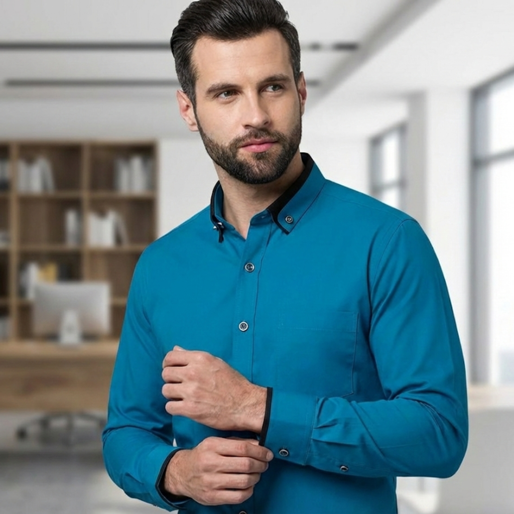 Camicia Classica in Cotone per Uomo - Camicia Antistiro con Maniche Lunghe