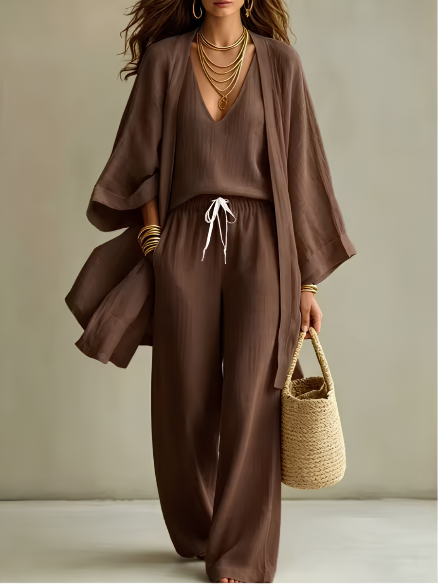 Isabelle | Completo homewear 3 pezzi in lino casual