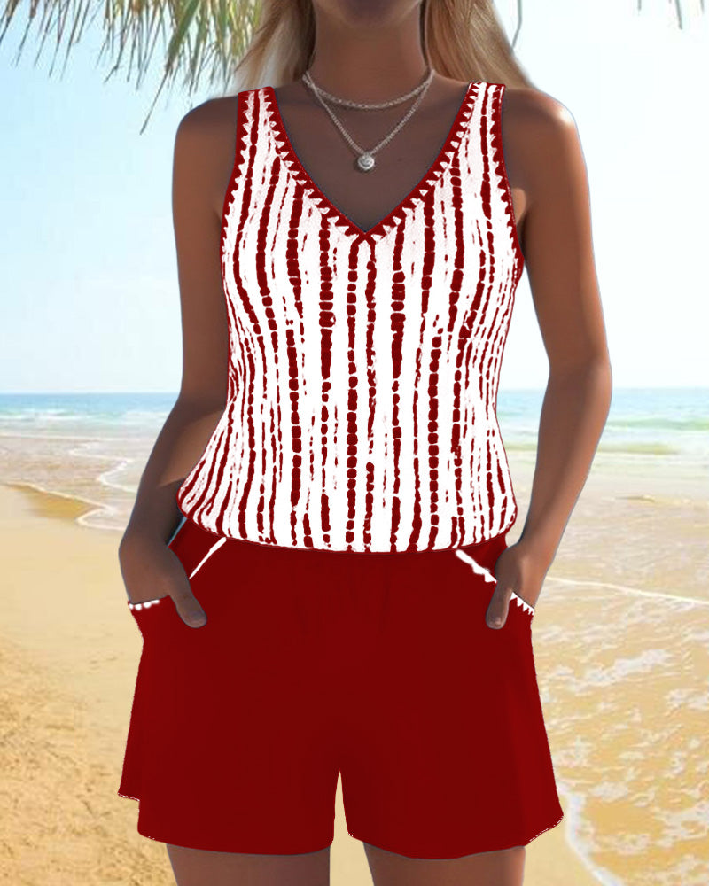 Mia | Top e pantaloni stampati a V